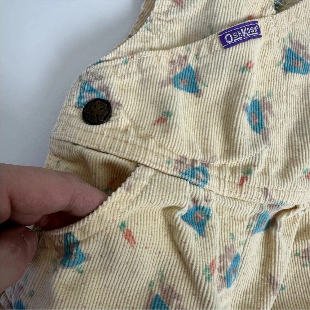 VTG Baby Oshkosh B'gosh 3-6 Month Yellow Bunny‎ Rabbit Corduroy Overalls